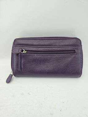 Purple Leather Zip Wallet